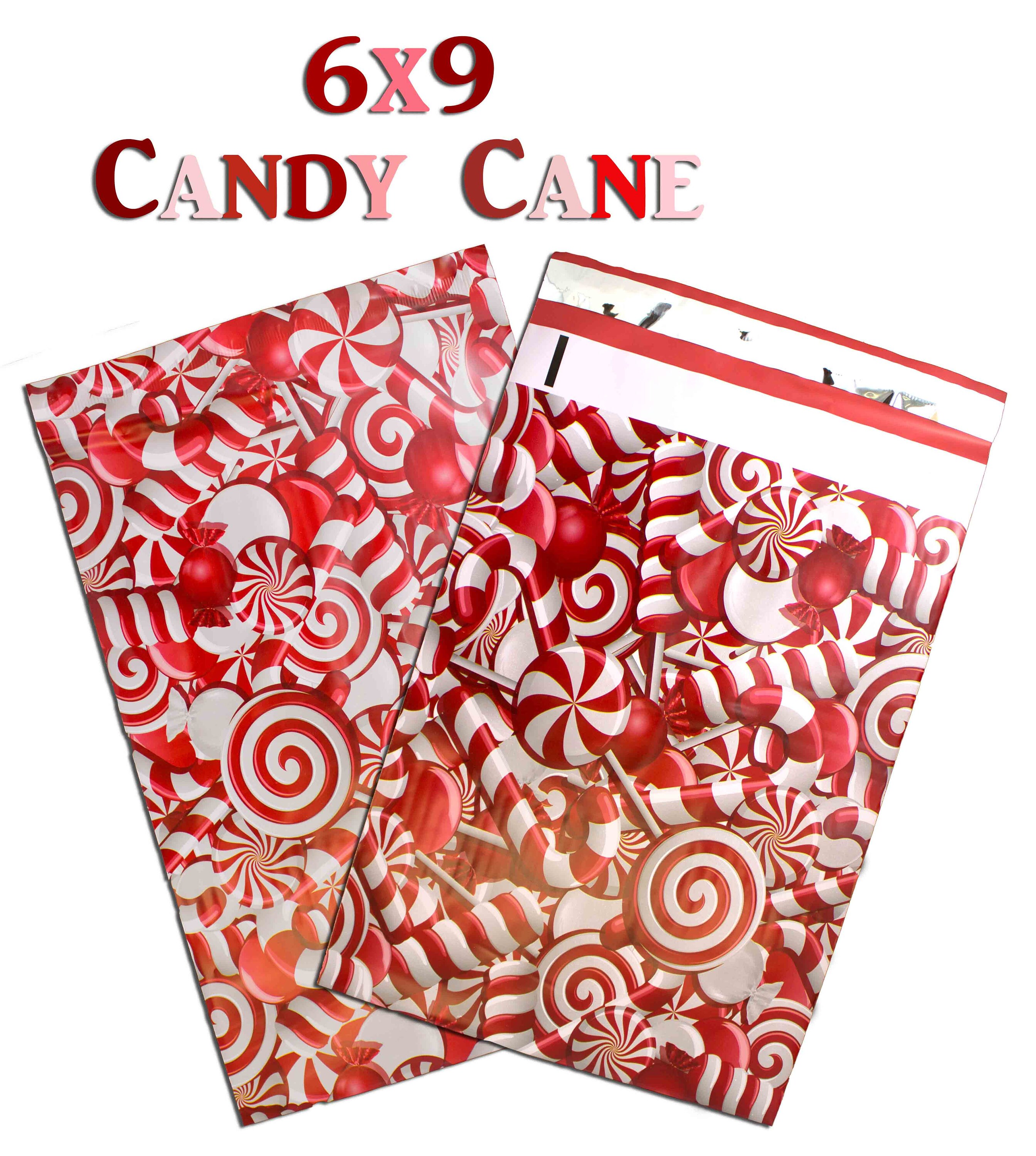 50200 Pack 6x9 Candy CaneChristmas FLAT POLY Mailers