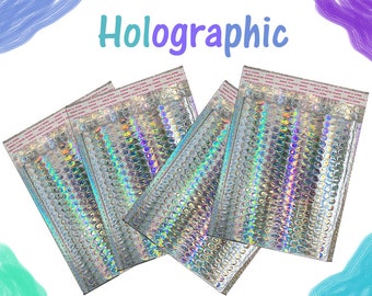 50 Pack -8.5x12 Holographic METALLIC MAILER, Self Seal Padded Shipping Envelopes, Size #2 Business Padded Mailers Heavy Style Peel n seal