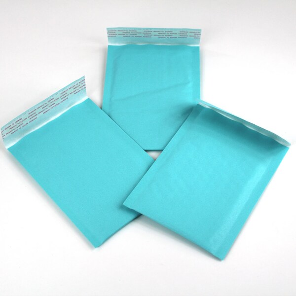 100 Aqua Kraft Bubble Mailers 4x8 , Colored Mailers, Shipping Envelopes, Padded Envelopes,Paper Bubble Mailers