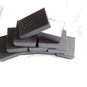 Lot of 50 Matte Black Cotton Filled  Jewelry Boxes 3.25"x2.25"x1", Retail boxes, Gift boxes, Favor Boxes