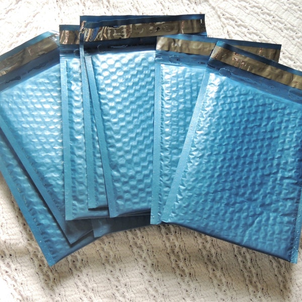 50 4x8 Steel Blue Bubble Mailers, Colored Mailers, Shipping Envelopes, Padded Envelopes,Poly Bubble Mailers size 000