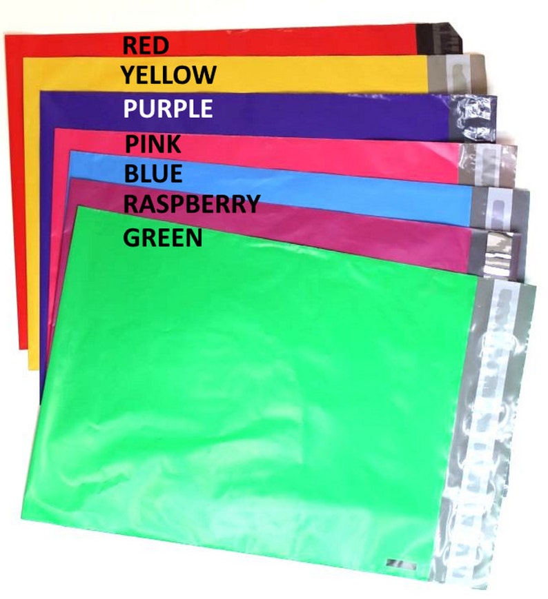 50 10x13 Shipping Labels and Poly Bags 7 Color Combo Etsy