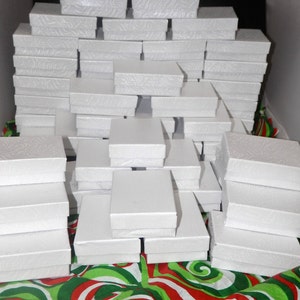 100 White Swirl Cotton Filled Presentation  Jewelry Gift Boxes size 3.25"x2.25"x1"