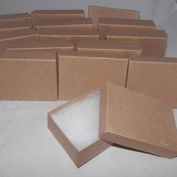 Lot of 20 Kraft Cotton Filled  Jewelry Boxes 3.25" X 2.25" x1
