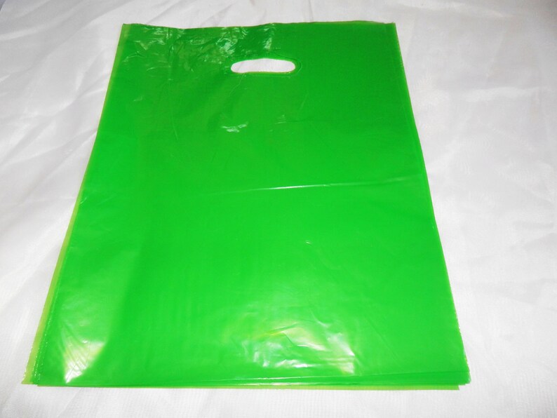 100 12x15 Glossy Lime Green Plastic Merchandise Bags Handle Etsy