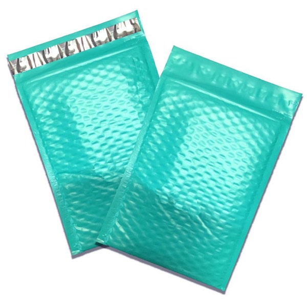 Teal 4x8 Poly Bubble Mailers, Colored Mailers, Shipping Envelopes, Padded Envelopes,50 pack