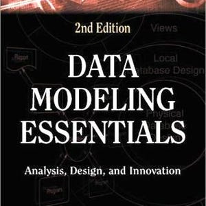 May include: A book titled Data Modeling Essentials, 2nd Edition, by Graeme C. Simsion and Graham C. Witt. The black cover features white text, a subtitle reading Analysis, Design, and Innovation, and a red and white logo at the bottom right.