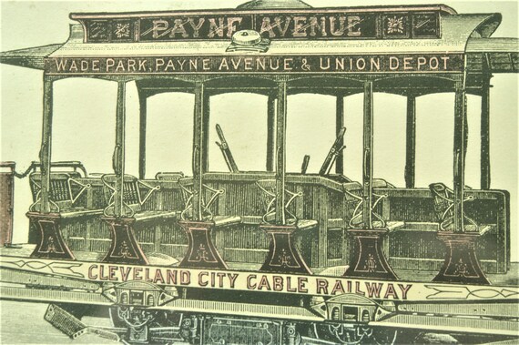 Vintage Litho Of Cleveland City Cable Railway Car Wade Park Etsy