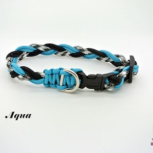 Einstellbare Paracord Hundehalsband kleine Ghost Aqua