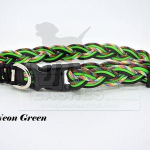 Einstellbare Paracord Hundehalsband Med/Lg kosmischene Neongrün
