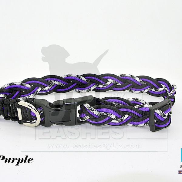 Adjustable Paracord Dog Collar Med/Lg Ghost Purple