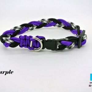 Adjustable Paracord Dog Collar Small Ghost Purple