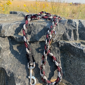 Paracord Multipurpose/Adjustable Dog Leash- burgundy/silver grizz inspired