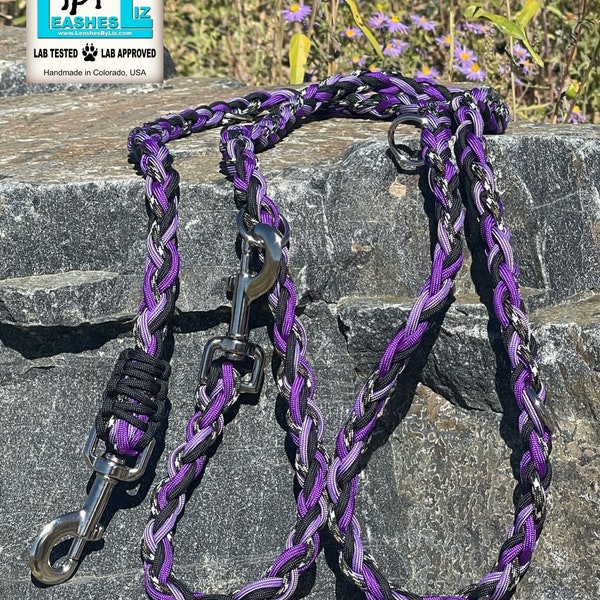 Paracord Multipurpose/Adjustable Dog Leash- purple rain