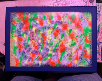 Blacklight and Glow in the Dark Smushed Glass Abstract Art: Haunted