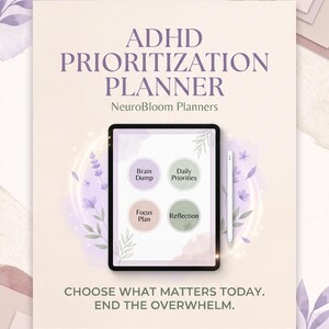 ADHD Prioritization Planner Printable, Brain Dump Digital Planner Insert, Executive Function Tools for Women, GoodNotes Routine PDF