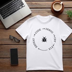 Debugging Cycle Shirt, Funny Programmer Process Tee, Code Fix Repeat T-shirt, Software Engineering Gift