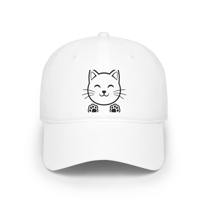 Cute Cat Face Baseball Cap | Whiskers & Paw Print Hat | Cat Lover Gift, Kitten Dad Hat Embroidered, Feline Accessories image 1