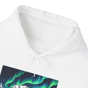 Arctic Polar Bear Under Aurora Borealis - Hoodie image 3