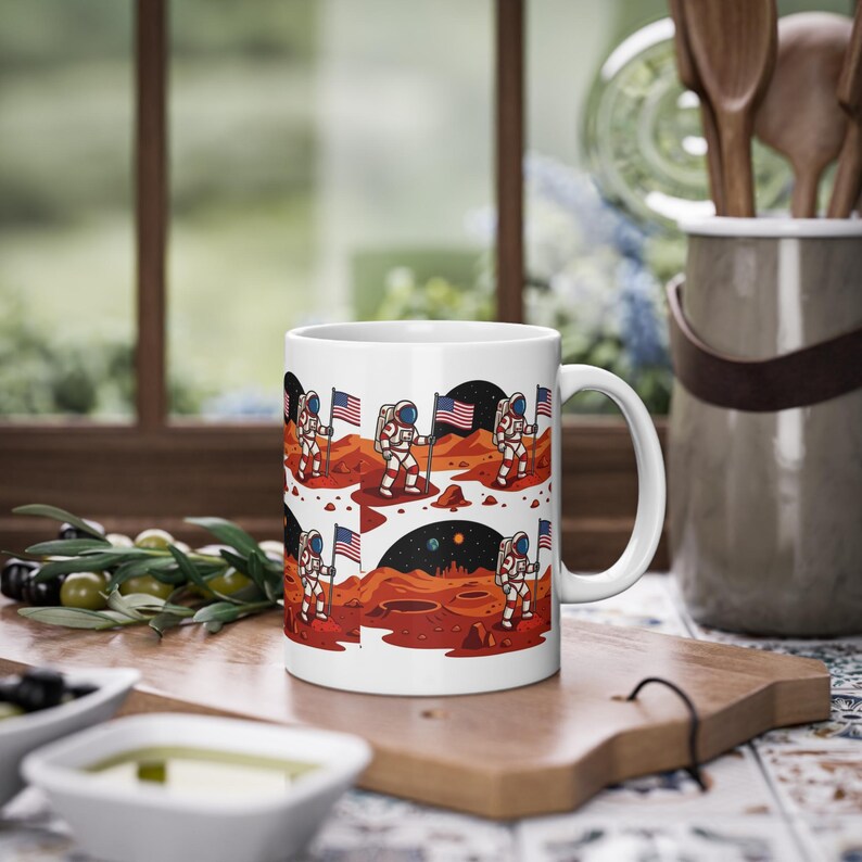 Astronaut Planting Flag On Mars - Mug image 4
