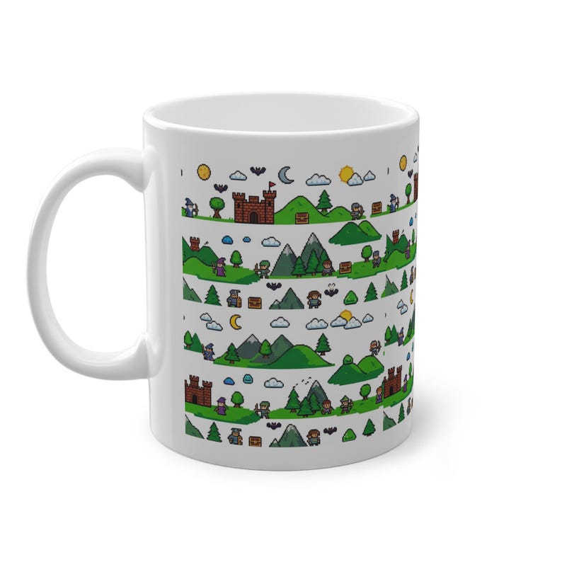 Pixel Art Retro Gaming Landscape - Mug imagen 2