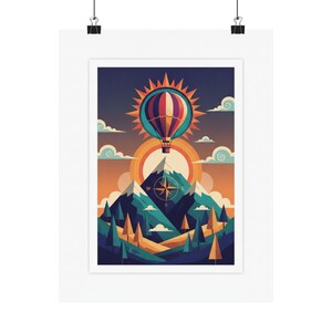 Adventure Awaits Travel Poster, Mountain Wall Art, Wanderlust Decor, Outdoor Nature Print image 1