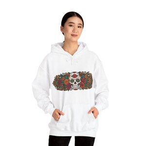 Skull With Flowers Day Of The Dead - Hoodie zdjęcie 6