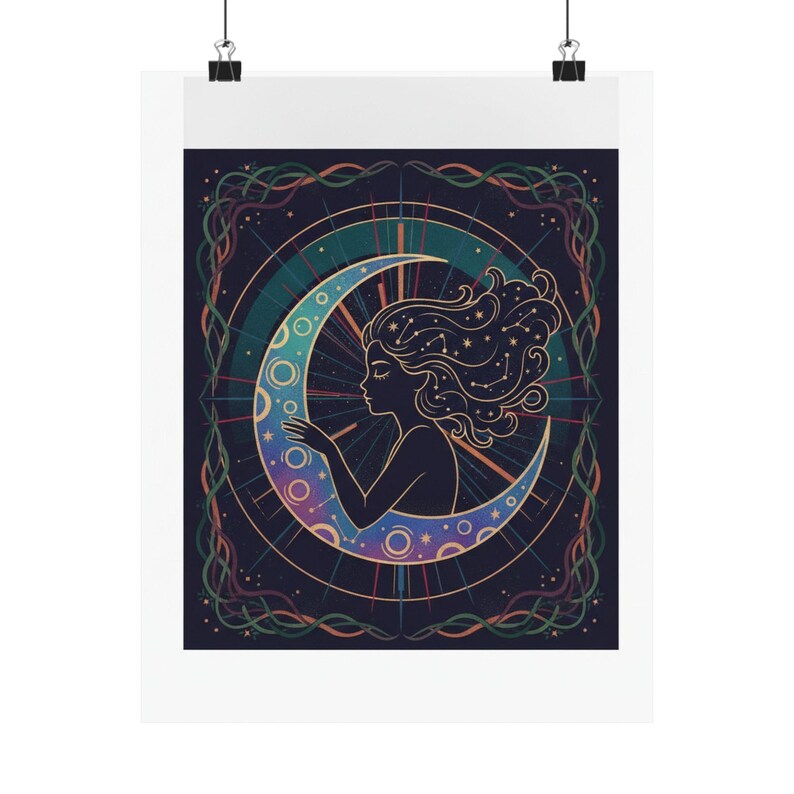 Moon Child Astrology Poster, Celestial Wall Art, Zodiac Print, Moon Phase Decor, Spiritual Poster, Boho Moon Nursery Art image 1