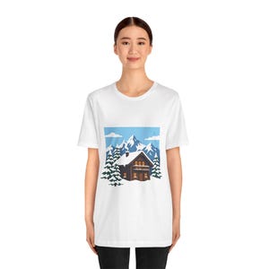 Alpine Chalet In Winter Snow - Tshirt image 5