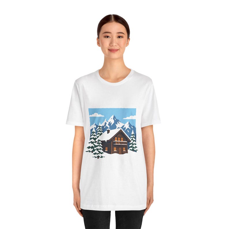 Alpine Chalet In Winter Snow - Tshirt image 5