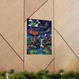 Pixel Art Retro Gaming Landscape - Poster Bild 5