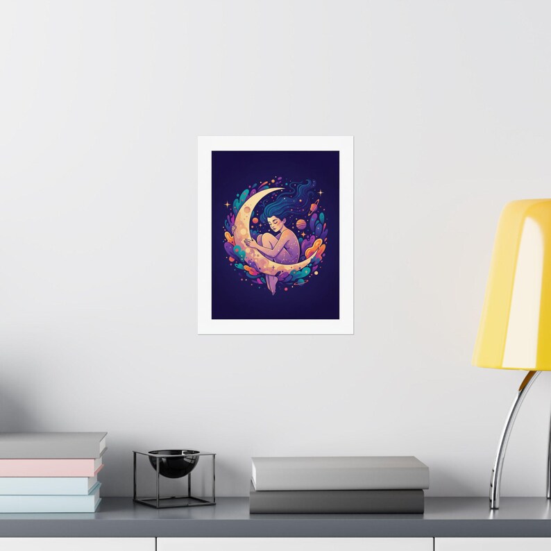 Moon Child Poster, Celestial Astrology Wall Art, Zodiac Star Sign Print, Boho Moon Phase Decor, Spiritual Room Decor bild 8