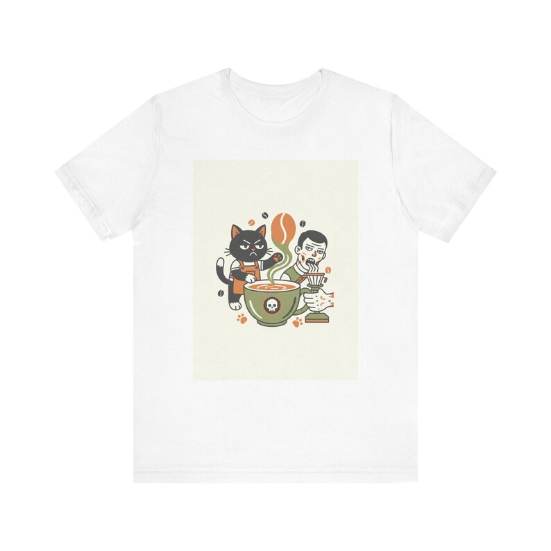 Sarcastic Cat Owner Coffee Addict T-Shirt, Funny Cat Lover Shirt, Coffee And Cats Tee, Cat Mom Gift image 1