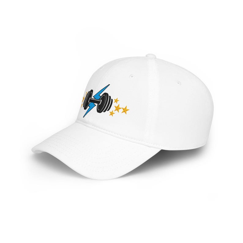 Athletic Fitness Baseball Cap - Dumbbell Lightning Bolt Star Design Workout Gym Hat image 2