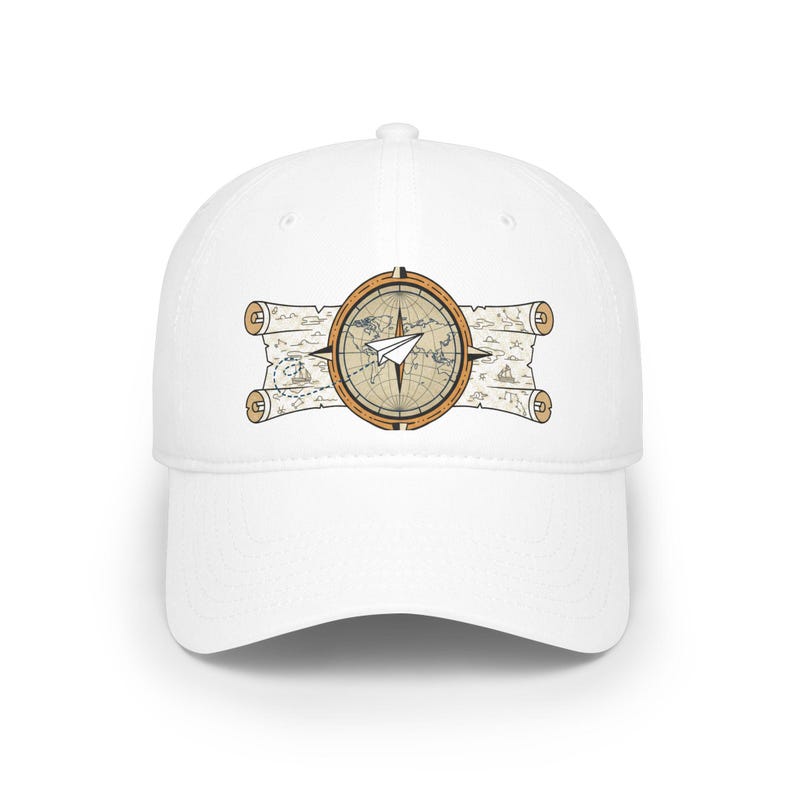 Vintage Compass World Map Paper Plane Travel Baseball Cap - Wanderlust Adventure Explorer Hat afbeelding 1