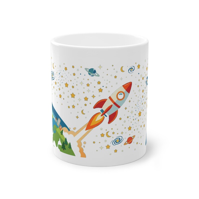 Space Rocket Launching Stars - Mug afbeelding 1