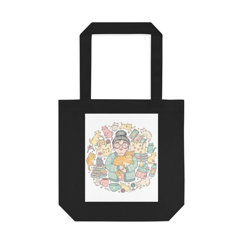 Crazy Cat Lady Tote Bag - Funny Cat Lover Gift, Reusable Canvas Bag for Cat Moms, Cute Cat Accessories image 1