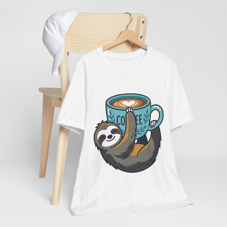 Cute Sloth Hanging On Coffee Cup - Tshirt imagem 4