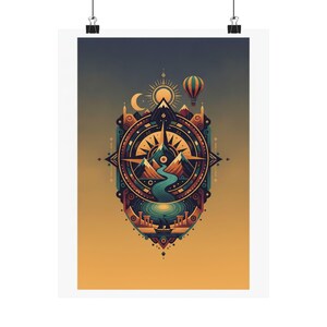 Adventure Awaits Poster | Travel Wall Art | Wanderlust Decor | Mountains Print | Travel Poster | Boho Travel Print | Hik zdjęcie 1