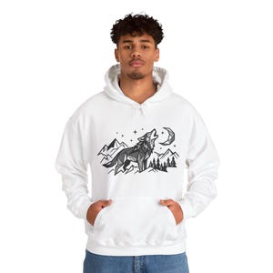 Minimalist Geometric Wolf Howling - Hoodie image 7