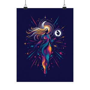 Moon Child Poster, Astrology Wall Art, Celestial Zodiac Decor, Cosmic Moon Poster, Spiritual Art Print afbeelding 1