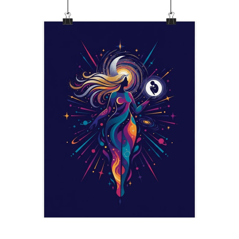 Moon Child Poster, Astrology Wall Art, Celestial Zodiac Decor, Cosmic Moon Poster, Spiritual Art Print afbeelding 1