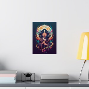Moon Child Astrology Poster | Celestial Wall Art | Zodiac Nursery Decor | Moon Phase Print | Boho Mystic Wall Decor imagen 8