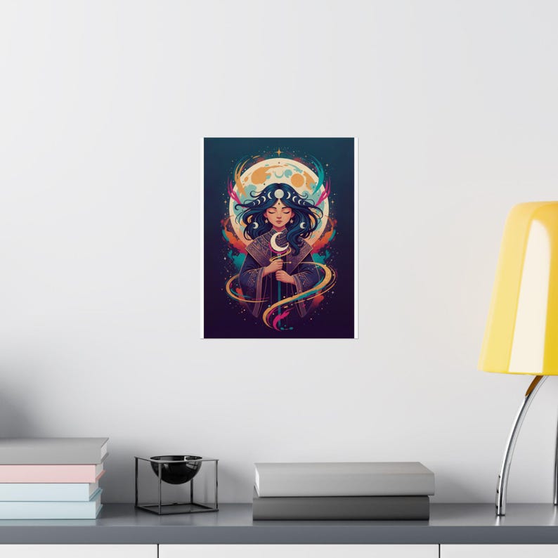 Moon Child Astrology Poster | Celestial Wall Art | Zodiac Nursery Decor | Moon Phase Print | Boho Mystic Wall Decor imagen 8