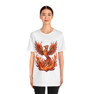 Mystical Phoenix Rising From Flames - Tshirt image 5