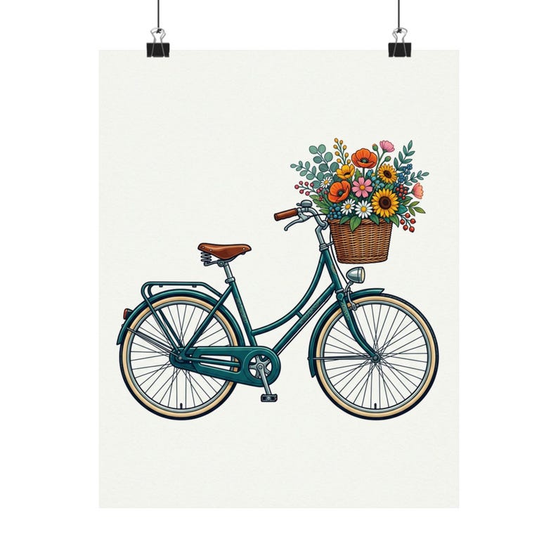 Vintage Bicycle With Basket - Poster Bild 1