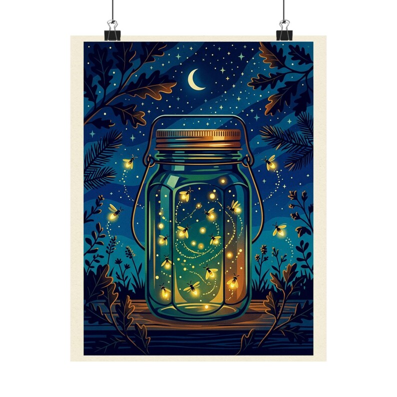 Mason Jar Fireflies Night - Poster bild 1