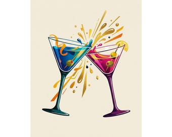 Martini Glass Cheers - Poster