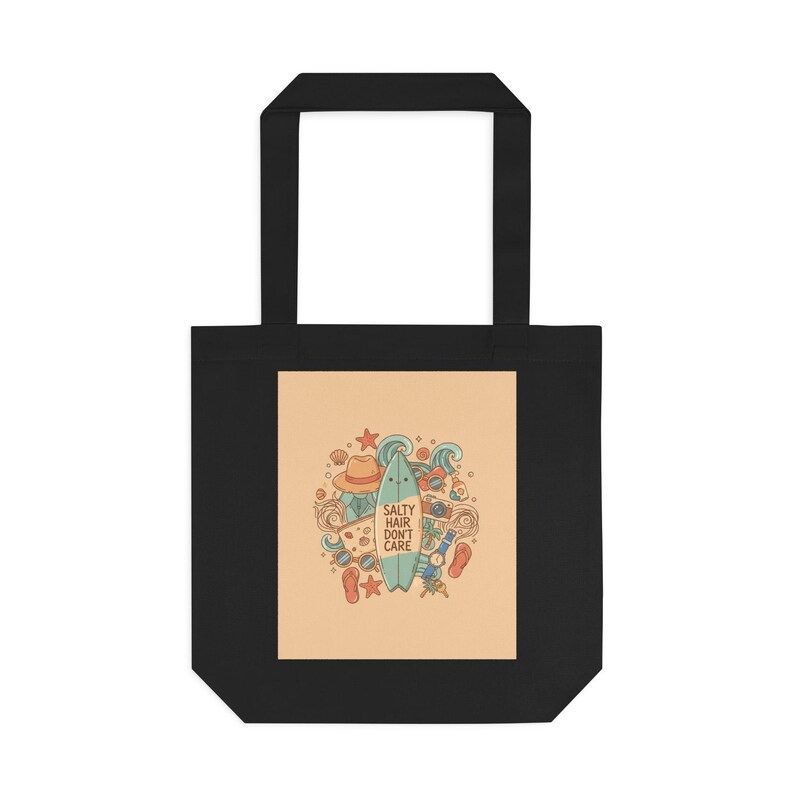 Salty Hair Don't Care Beach Tote Bag, Summer Canvas Tote Bag, Beach Lover Gift, Reusable Shopping Bag, Vacation Accessor zdjęcie 1