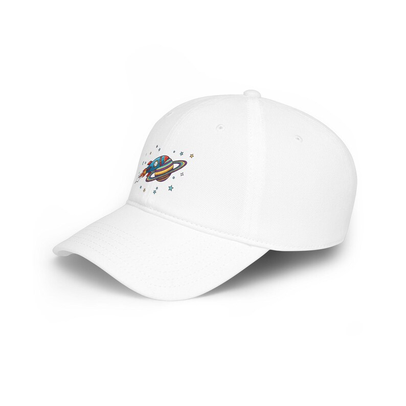 Cartoon Rocket Saturn Baseball Cap - Space Galaxy Astronaut Hat for Astronomy Lovers, Cute Cosmic Star Graphic Cap image 2